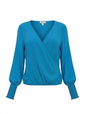 Ariella V-Neck Shirred Blouse Size Medium NWT